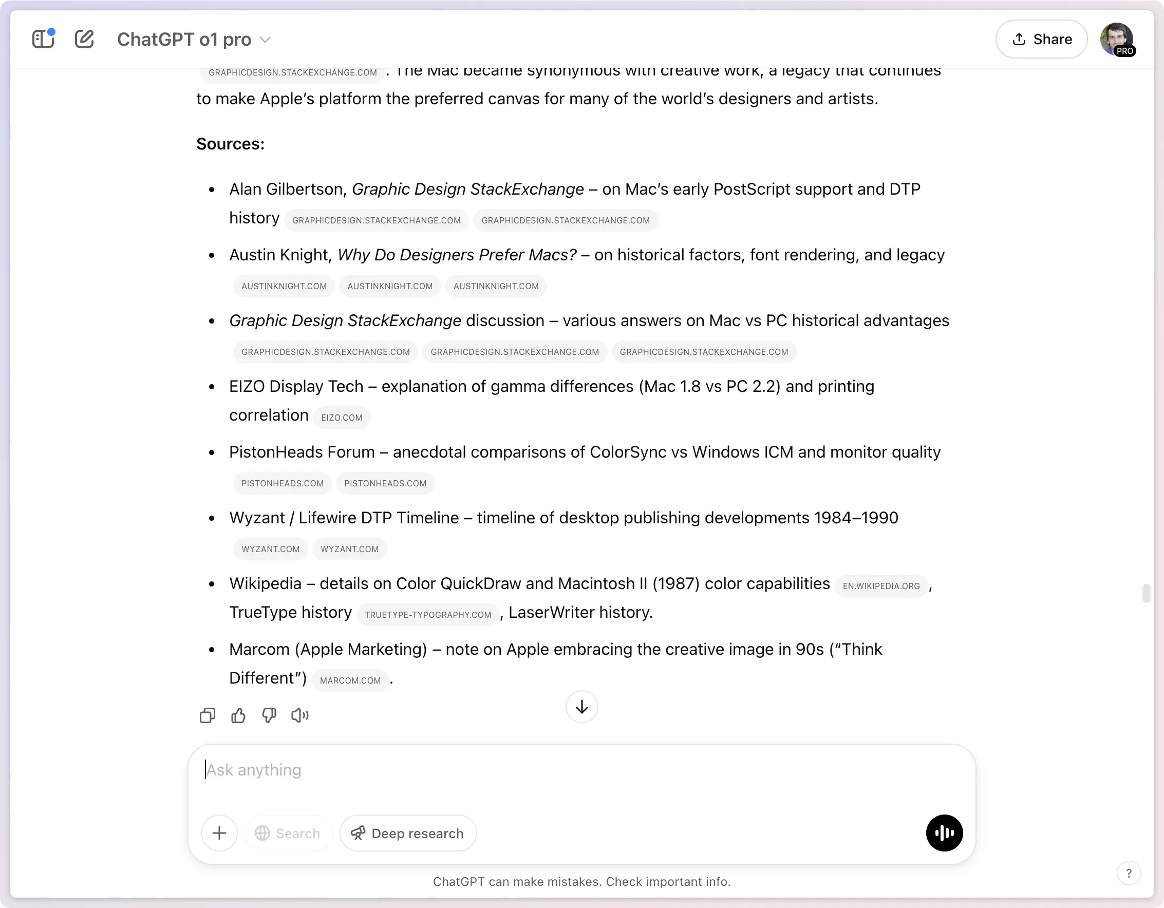 ChatGPT's deep research starts to add a bit of context about what a source was used for: a welcome step in the right direction.