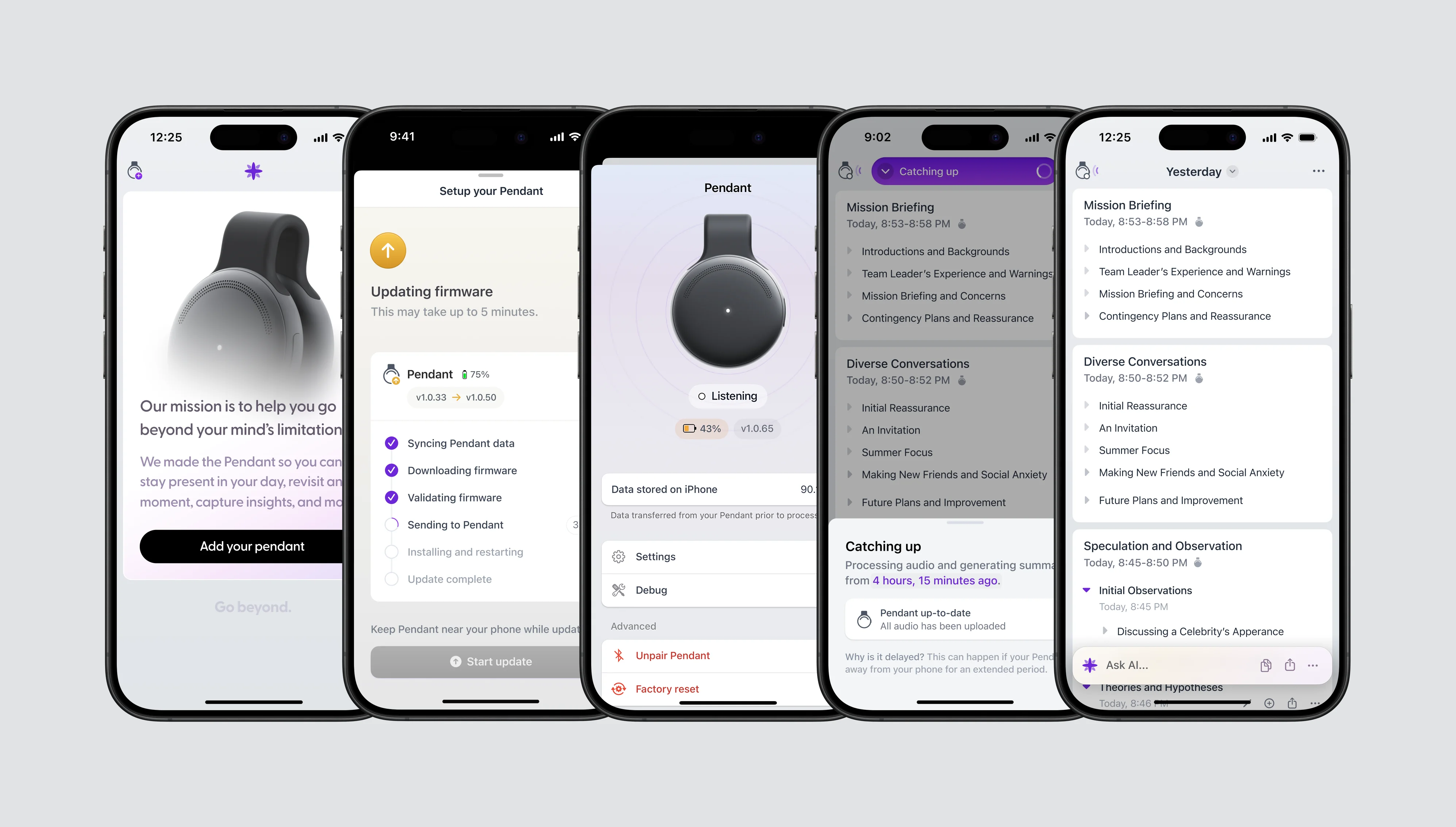 Limitless app for Pendant on iPhone