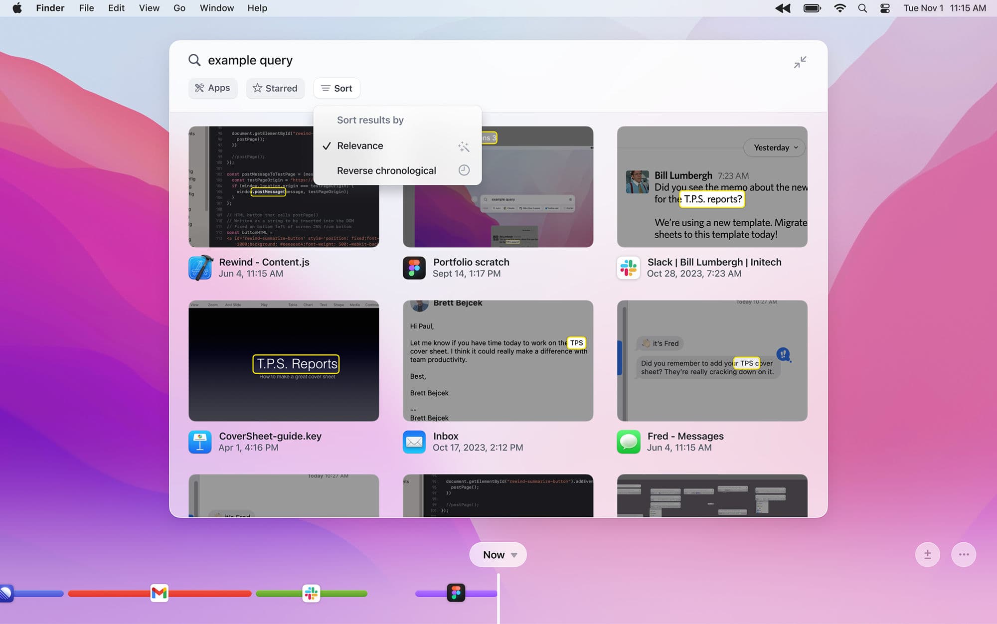 Rewind Mac app - Rewind search results UI